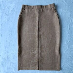 Meg‎ & Margot Skirt Womens XS Faux Suede Pencil Midi Western Boho Old Money 26"W